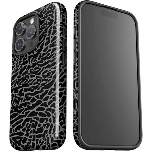Elephant Print Black iPhone 16 Pro Impact Case